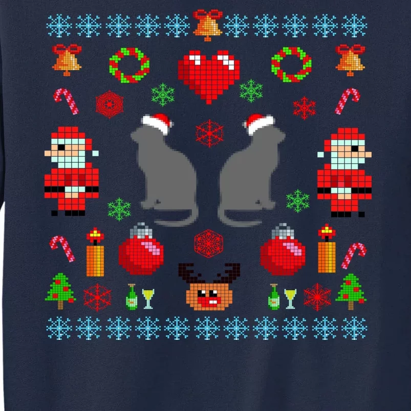 Ugly Cat Christmas Sweater 8 Bit Tall Sweatshirt