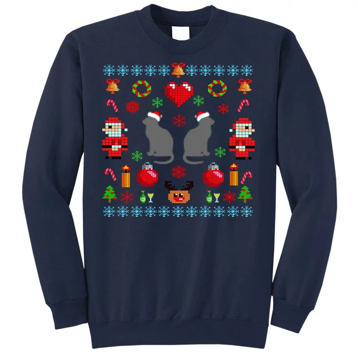 Ugly Cat Christmas Sweater 8 Bit Tall Sweatshirt