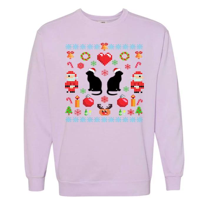 Ugly Cat Christmas Sweater 8 Bit Garment-Dyed Sweatshirt