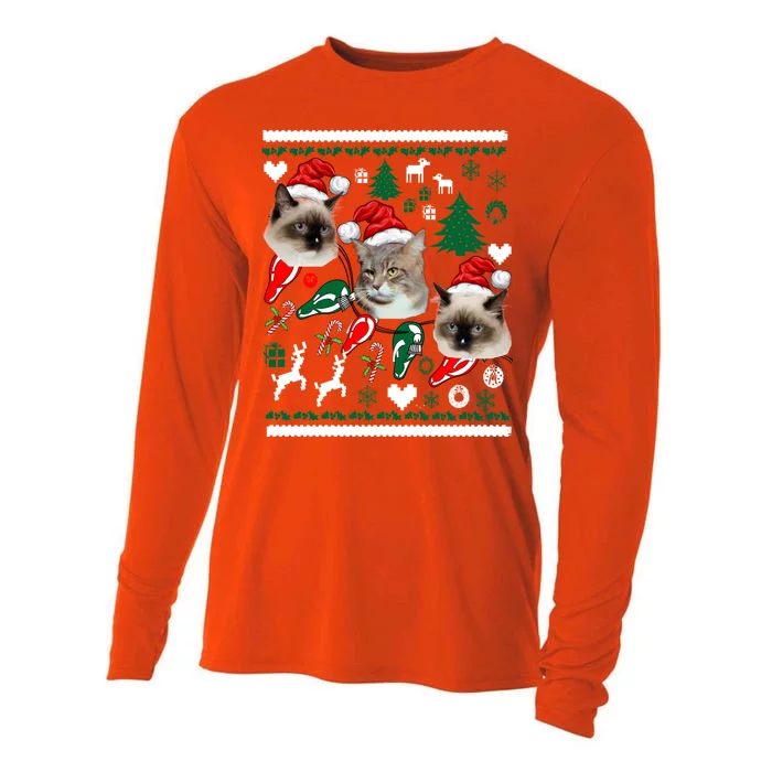 Ugly Cat Christmas Sweatshirt Sweater Cooling Performance Long Sleeve Crew