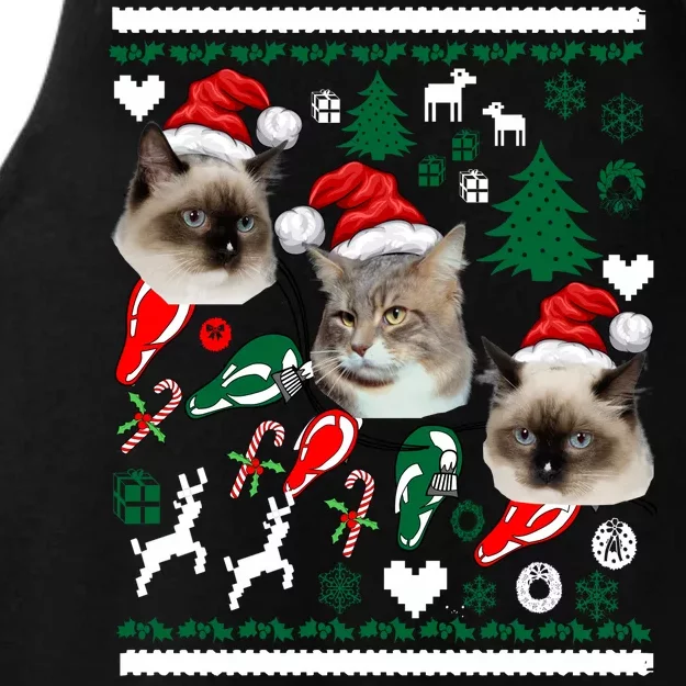 Ugly Cat Christmas Sweatshirt Sweater Ladies Tri-Blend Wicking Tank