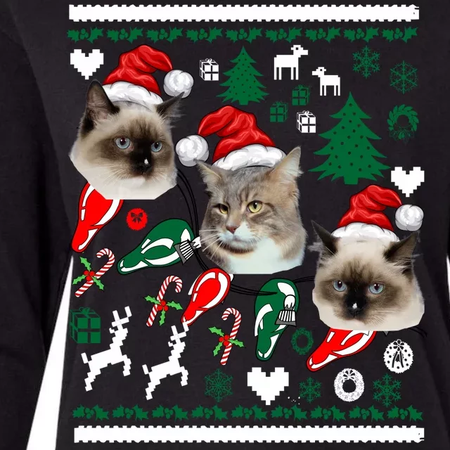 Ugly Cat Christmas Sweatshirt Sweater Womens Cotton Relaxed Long Sleeve T-Shirt