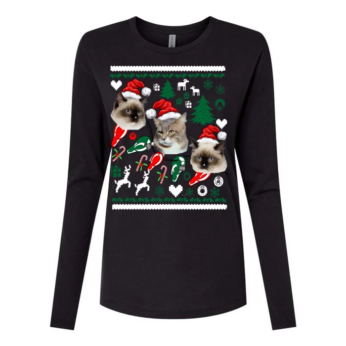 Ugly Cat Christmas Sweatshirt Sweater Womens Cotton Relaxed Long Sleeve T-Shirt