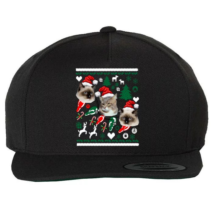 Ugly Cat Christmas Sweatshirt Sweater Wool Snapback Cap