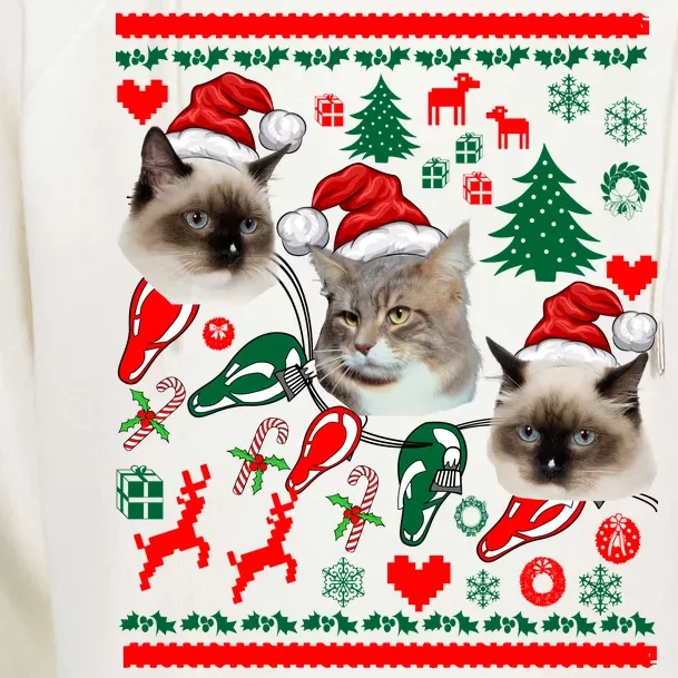 Ugly Cat Christmas Sweatshirt Sweater Womens Funnel Neck Pullover Hood