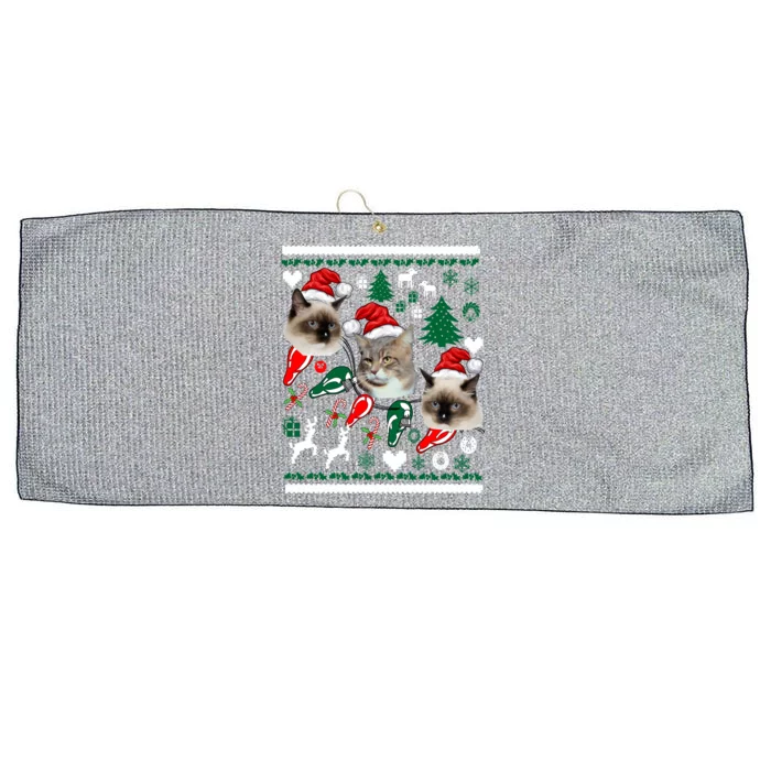 Ugly Cat Christmas Sweatshirt Sweater Large Microfiber Waffle Golf Towel