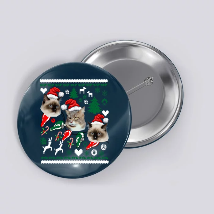 Ugly Cat Christmas Sweatshirt Sweater Button