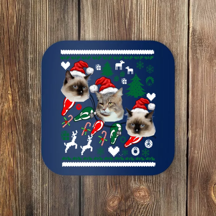 Ugly Cat Christmas Sweatshirt Sweater Coaster