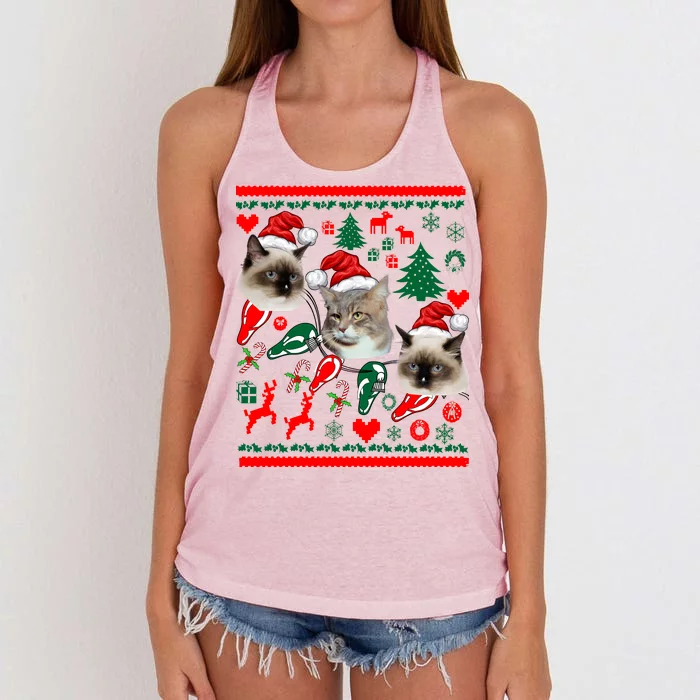 Ugly Cat Christmas Sweatshirt Sweater Women's Knotted Racerback Tank