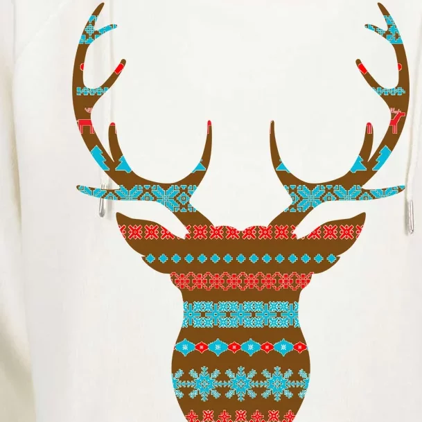 Ugly Christmas Pattern Deer Womens Funnel Neck Pullover Hood