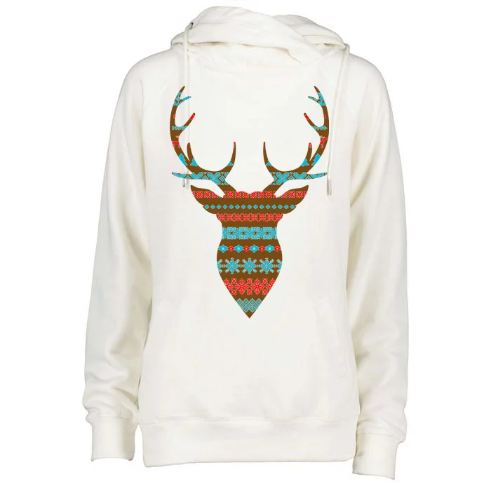 Ugly Christmas Pattern Deer Womens Funnel Neck Pullover Hood