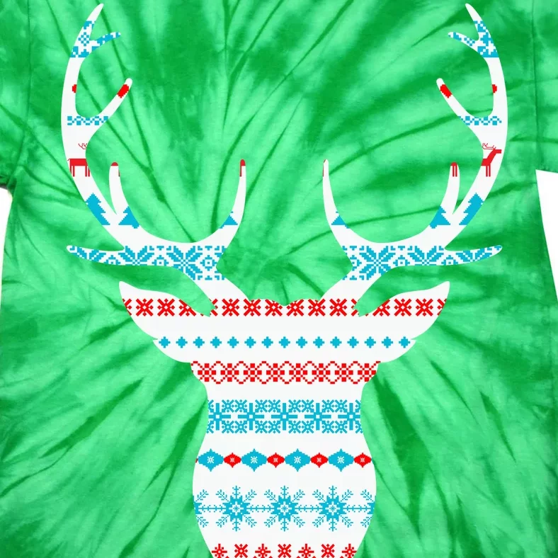 Ugly Christmas Pattern Deer Tie-Dye T-Shirt