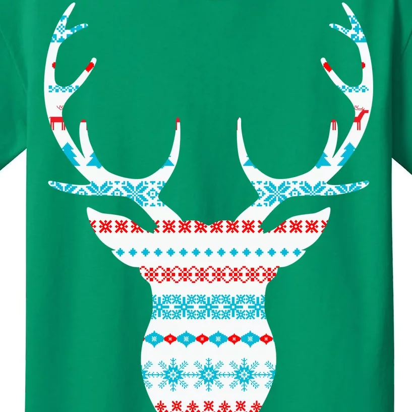 Ugly Christmas Pattern Deer Kids T-Shirt