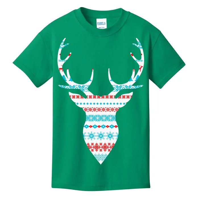 Ugly Christmas Pattern Deer Kids T-Shirt