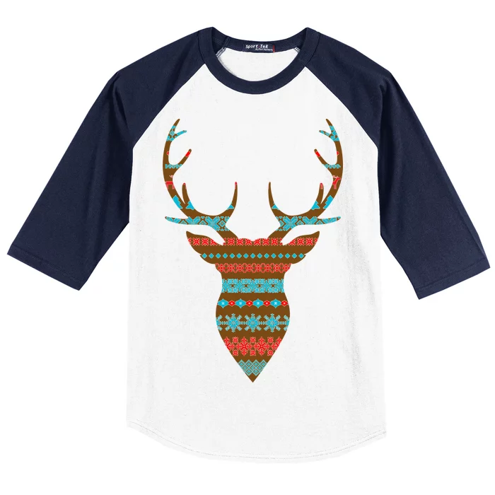 Ugly Christmas Pattern Deer Baseball Sleeve Shirt