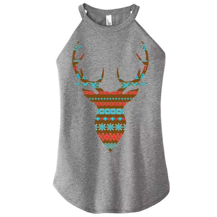 Ugly Christmas Pattern Deer Women’s Perfect Tri Rocker Tank