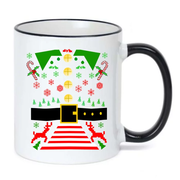 Ugly Christmas Sweater Elf Costume Black Color Changing Mug