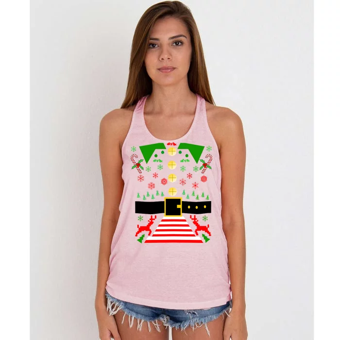 Ugly Christmas Sweater Elf Costume Women's Knotted Racerback Tank