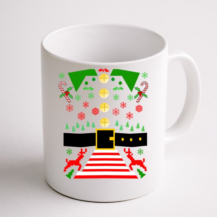 Ugly Christmas Sweater Elf Costume Front & Back Coffee Mug