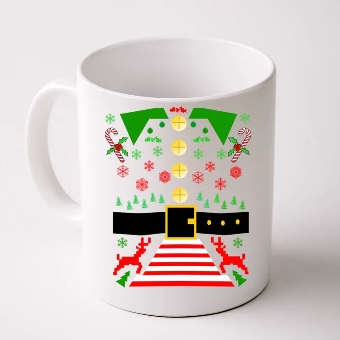 Ugly Christmas Sweater Elf Costume Front & Back Coffee Mug