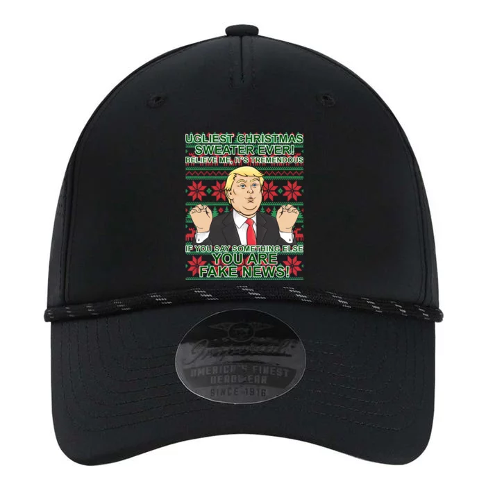 Ugly Christmas Sweater Fake News Trump Performance The Dyno Cap