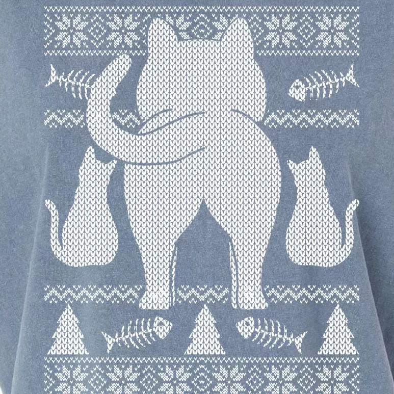 Ugly Christmas Sweater Festive Cat Butt Garment-Dyed Women's Muscle Tee