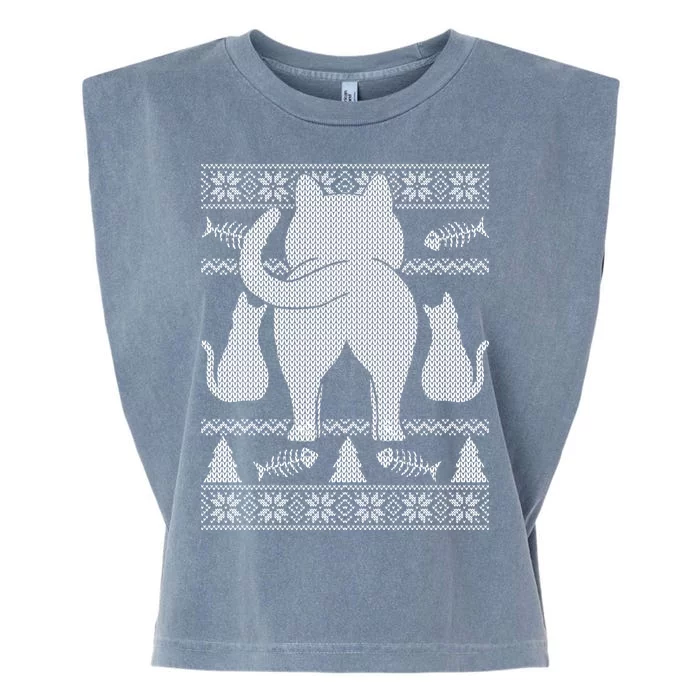 Ugly Christmas Sweater Festive Cat Butt Garment-Dyed Women's Muscle Tee