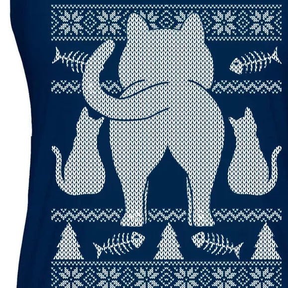 Ugly Christmas Sweater Festive Cat Butt Ladies Essential Flowy Tank