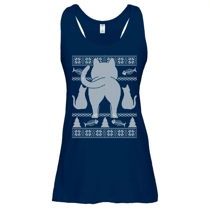 Ugly Christmas Sweater Festive Cat Butt Ladies Essential Flowy Tank