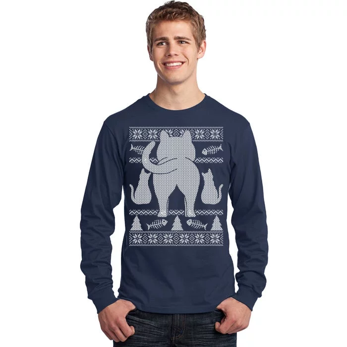 Ugly Christmas Sweater Festive Cat Butt Tall Long Sleeve T-Shirt