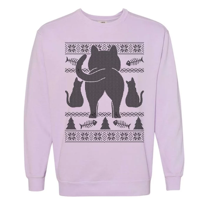 Ugly Christmas Sweater Festive Cat Butt Garment-Dyed Sweatshirt