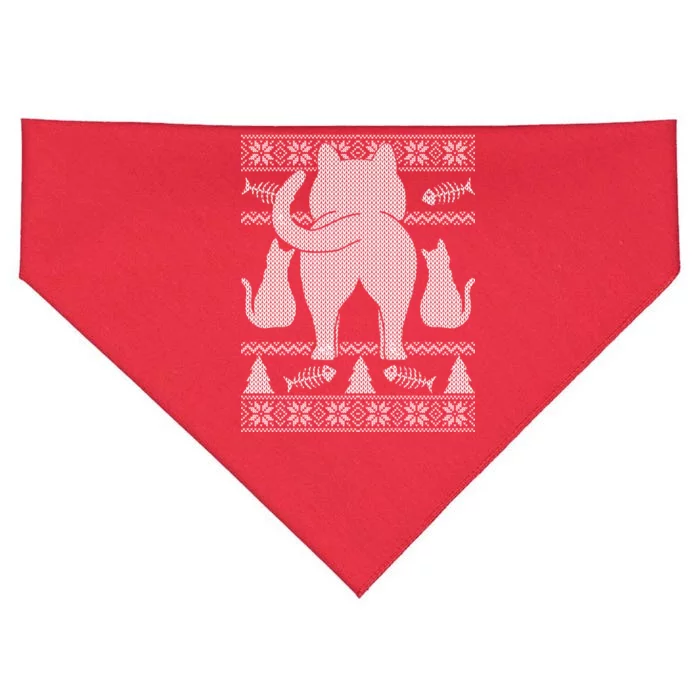 Ugly Christmas Sweater Festive Cat Butt USA-Made Doggie Bandana