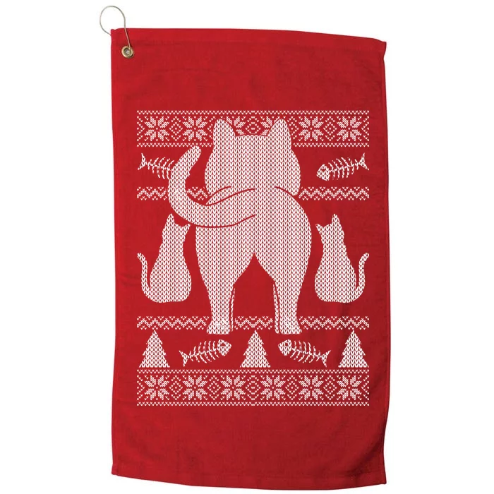 Ugly Christmas Sweater Festive Cat Butt Platinum Collection Golf Towel