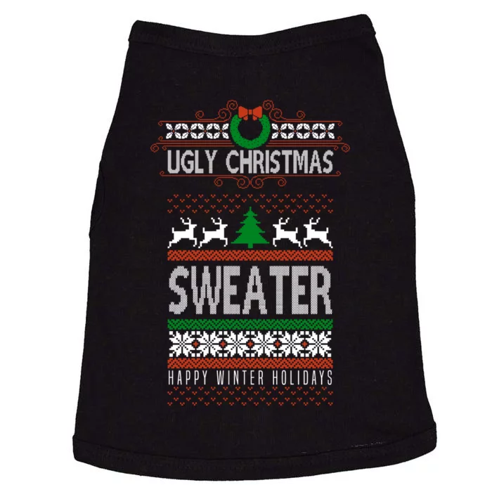 Ugly Christmas Sweater Happy Winter Holidays Doggie Tank