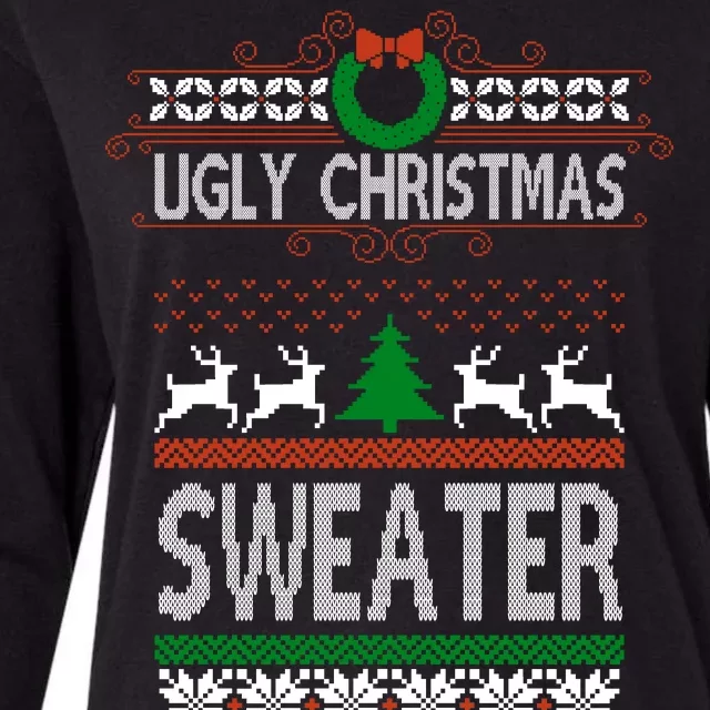 Ugly Christmas Sweater Happy Winter Holidays Womens Cotton Relaxed Long Sleeve T-Shirt