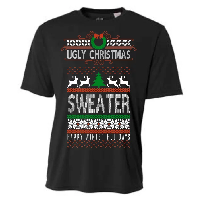 Ugly Christmas Sweater Happy Winter Holidays Cooling Performance Crew T-Shirt