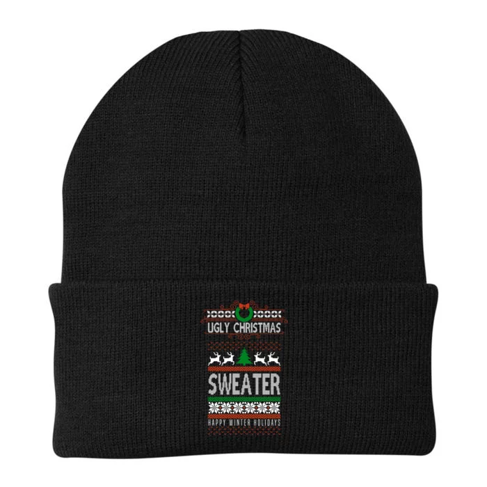 Ugly Christmas Sweater Happy Winter Holidays Knit Cap Winter Beanie