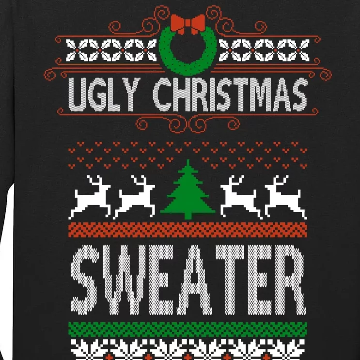 Ugly Christmas Sweater Happy Winter Holidays Tall Long Sleeve T-Shirt