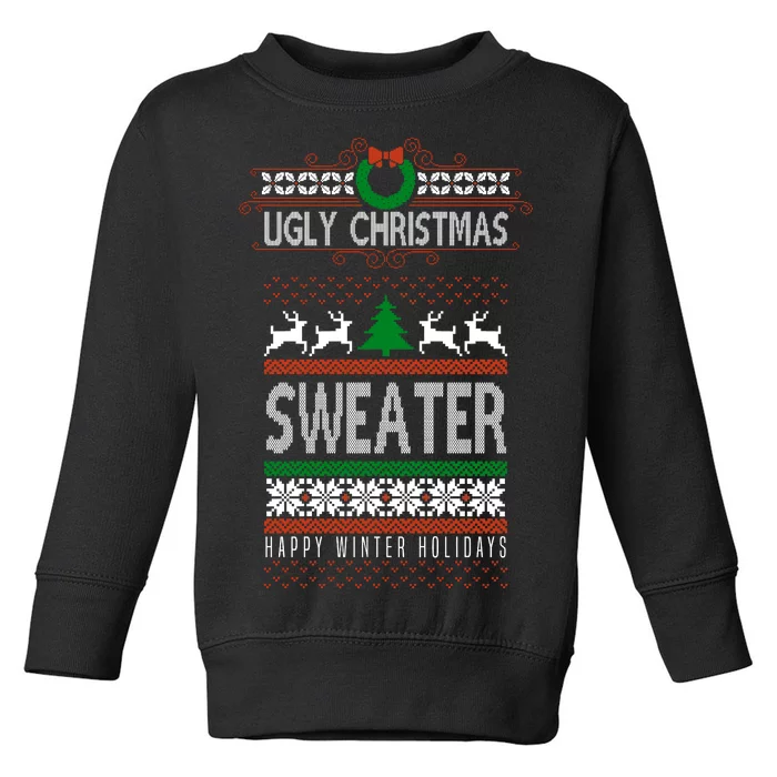 Ugly Christmas Sweater Happy Winter Holidays Toddler Sweatshirt