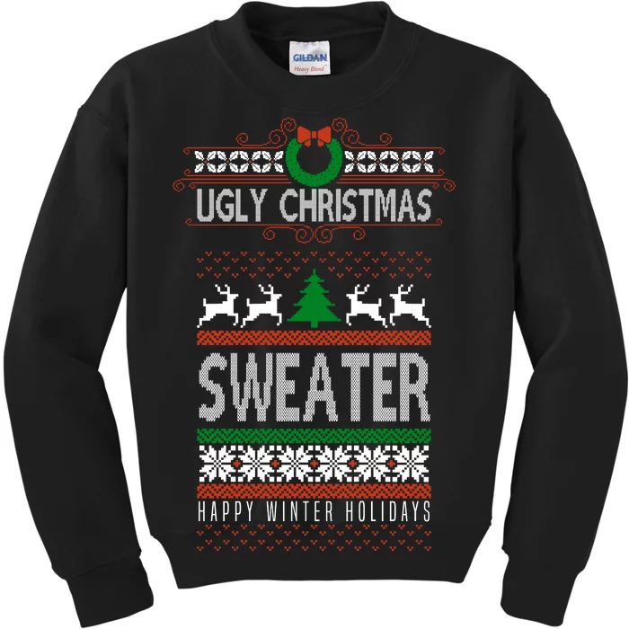 Ugly Christmas Sweater Happy Winter Holidays Kids Sweatshirt