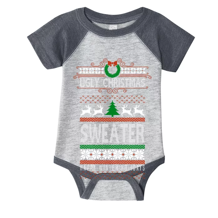 Ugly Christmas Sweater Happy Winter Holidays Infant Baby Jersey Bodysuit