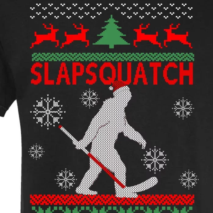 Ugly Christmas Sweater Hockey Sasquatch Garment-Dyed Heavyweight T-Shirt