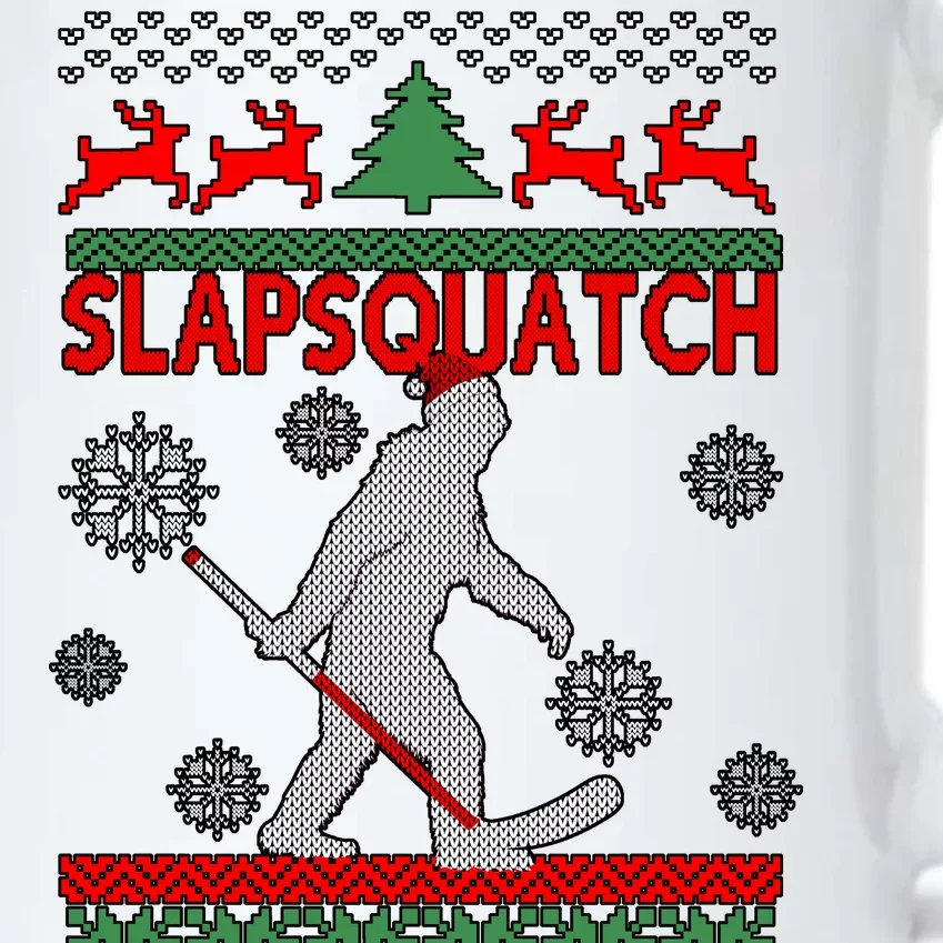 Ugly Christmas Sweater Hockey Sasquatch Black Color Changing Mug