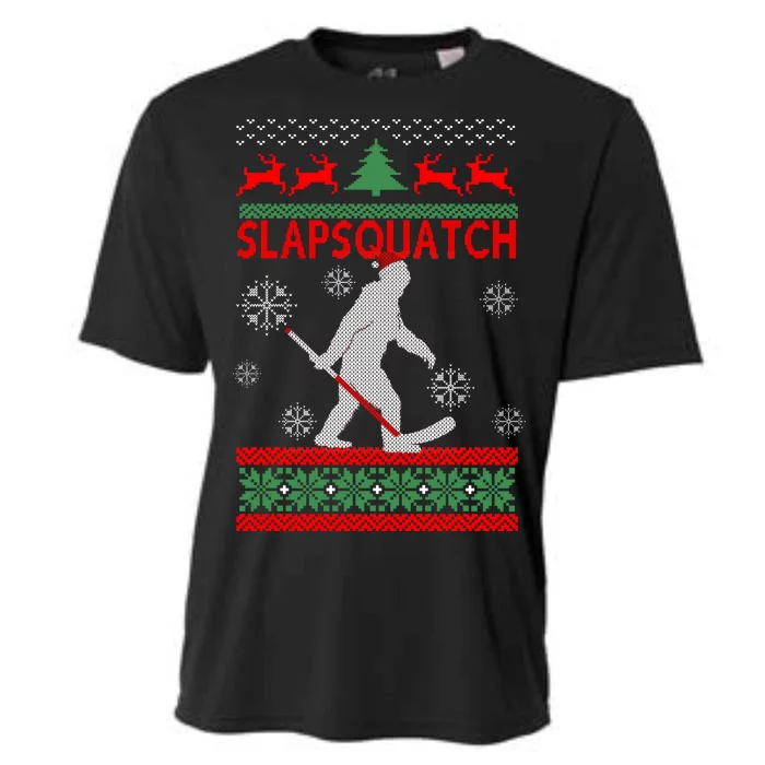 Ugly Christmas Sweater Hockey Sasquatch Cooling Performance Crew T-Shirt