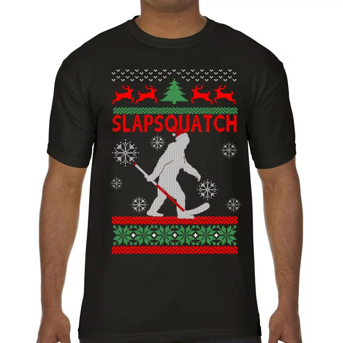 Ugly Christmas Sweater Hockey Sasquatch Comfort Colors T-Shirt