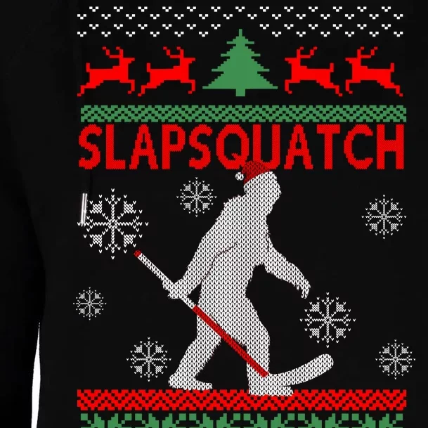 Ugly Christmas Sweater Hockey Sasquatch Womens Funnel Neck Pullover Hood