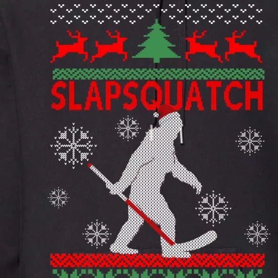 Ugly Christmas Sweater Hockey Sasquatch Premium Hoodie