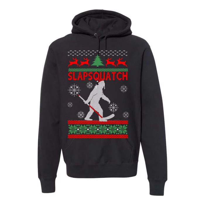 Ugly Christmas Sweater Hockey Sasquatch Premium Hoodie