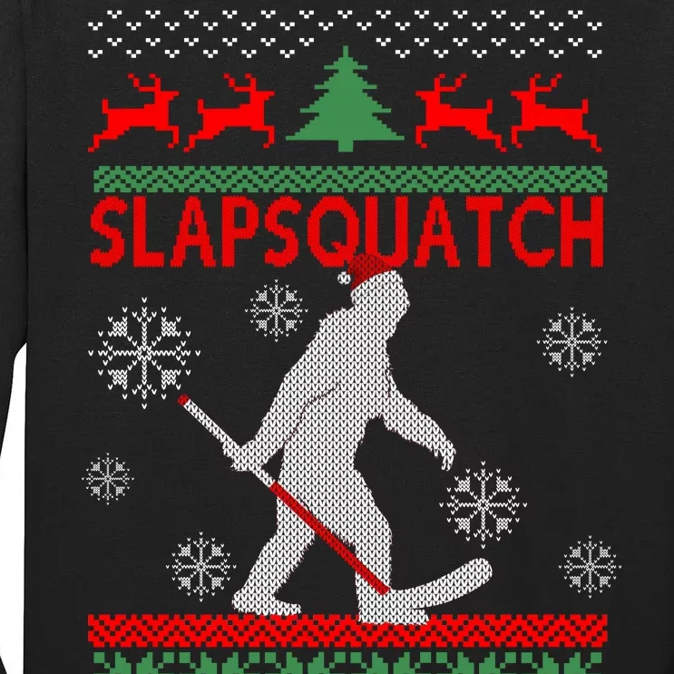 Ugly Christmas Sweater Hockey Sasquatch Tall Long Sleeve T-Shirt