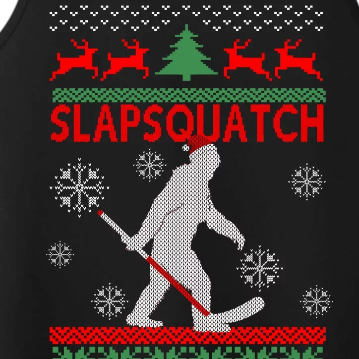 Ugly Christmas Sweater Hockey Sasquatch Performance Tank